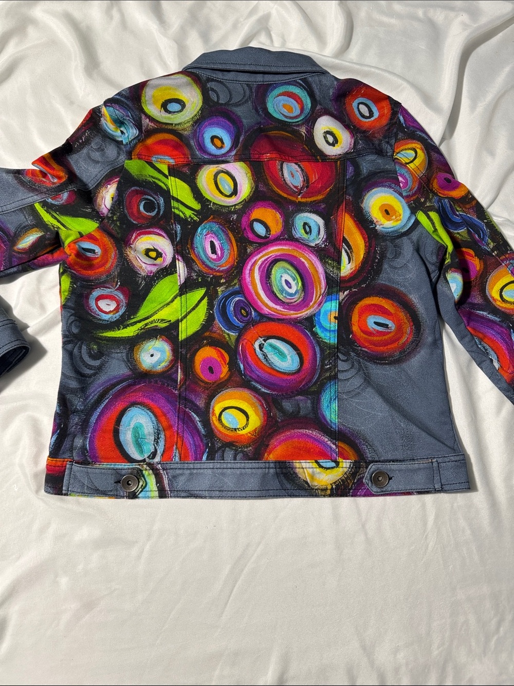 Simply Art by Dolcezza Wearable Art Jacket L Colorful Abstract Stretch Cotton - Picture 7 of 10